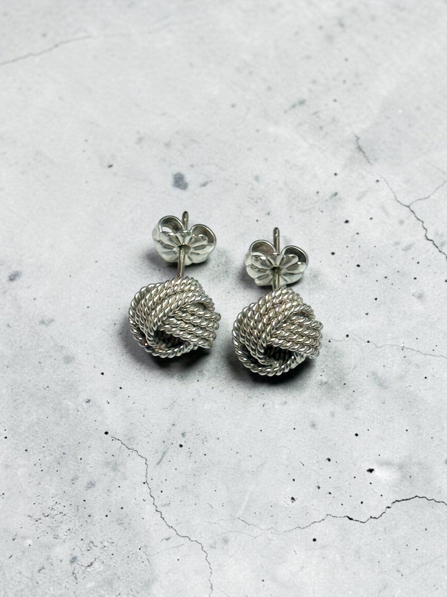 Tiffany & Co Knot Earrings 925 Silver With Original Backs