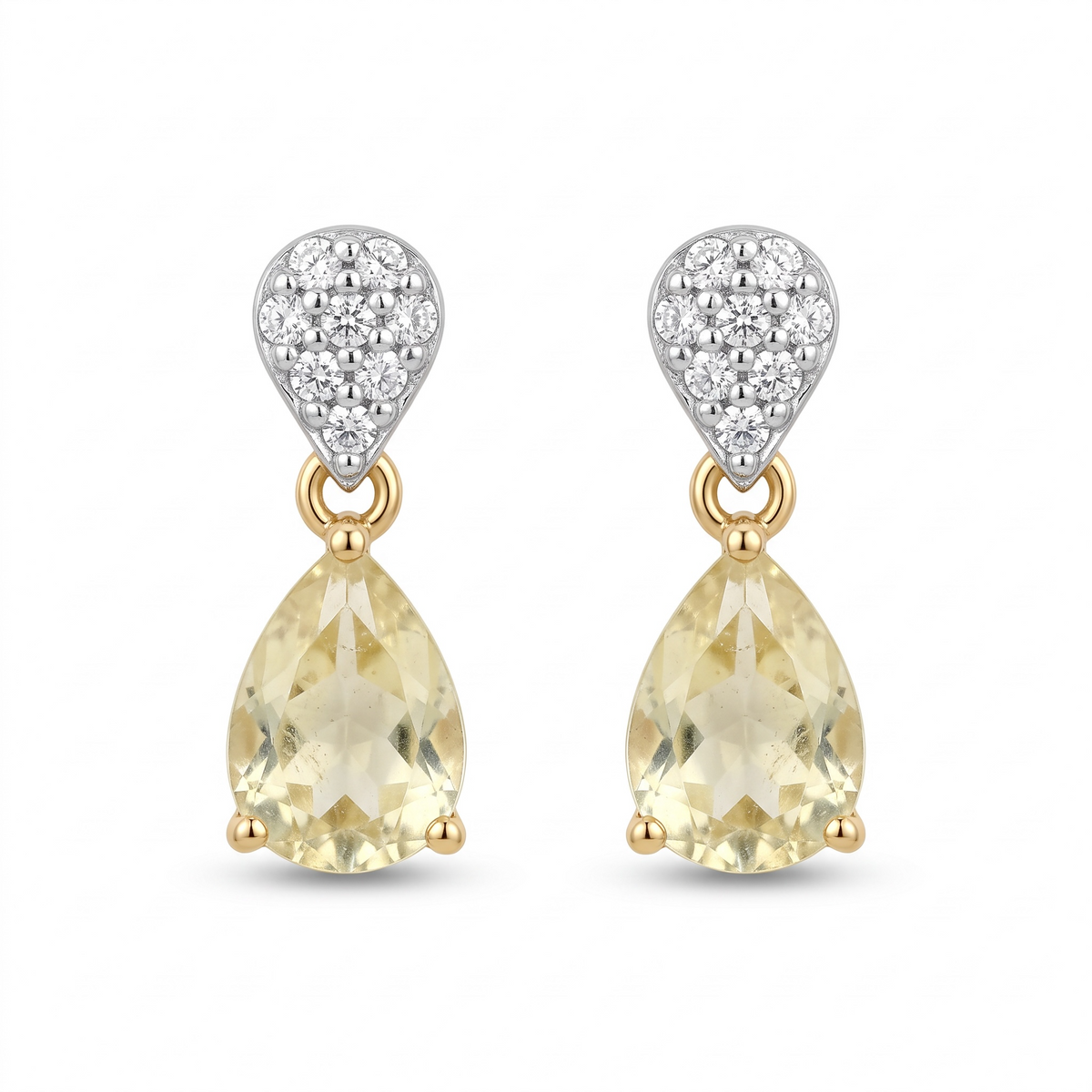 Stunning 2.5ct Citrine & White Topaz 9k Drop Earrings