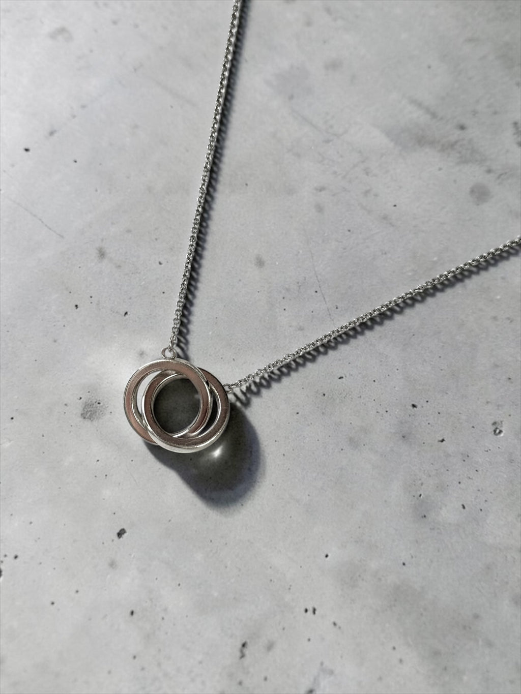 Tiffany & Co Two Silver Interlocking Circle Pendant Marked 925 Necklace