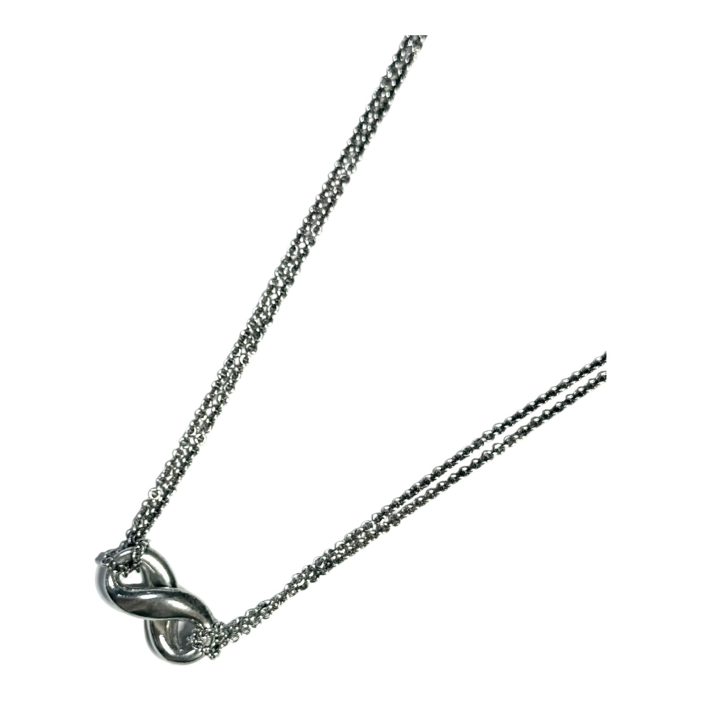 Tiffany & Co. Infinity Double Chain Necklace Pendant & Chain 925 Silver