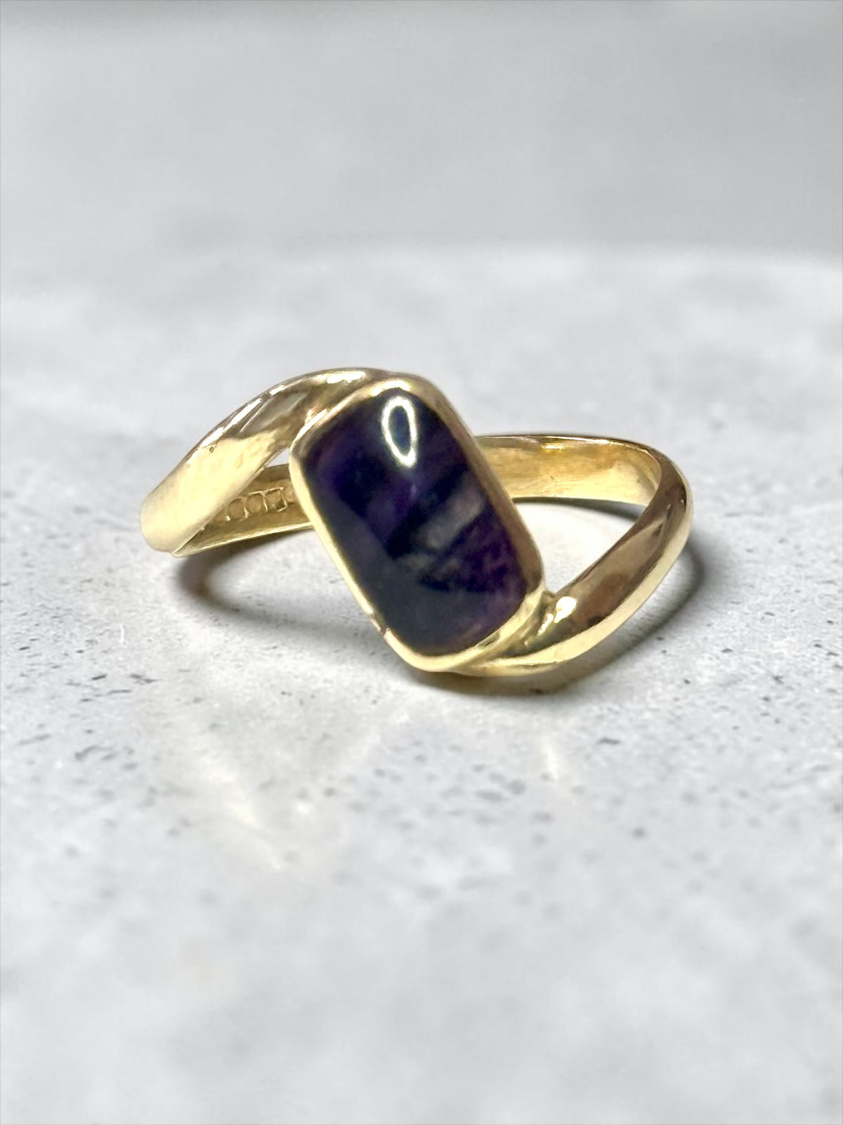 Rare 9ct Gold Blue John Ring 2.1g Size N 1/2 - 2000 Millennium Sheffield
