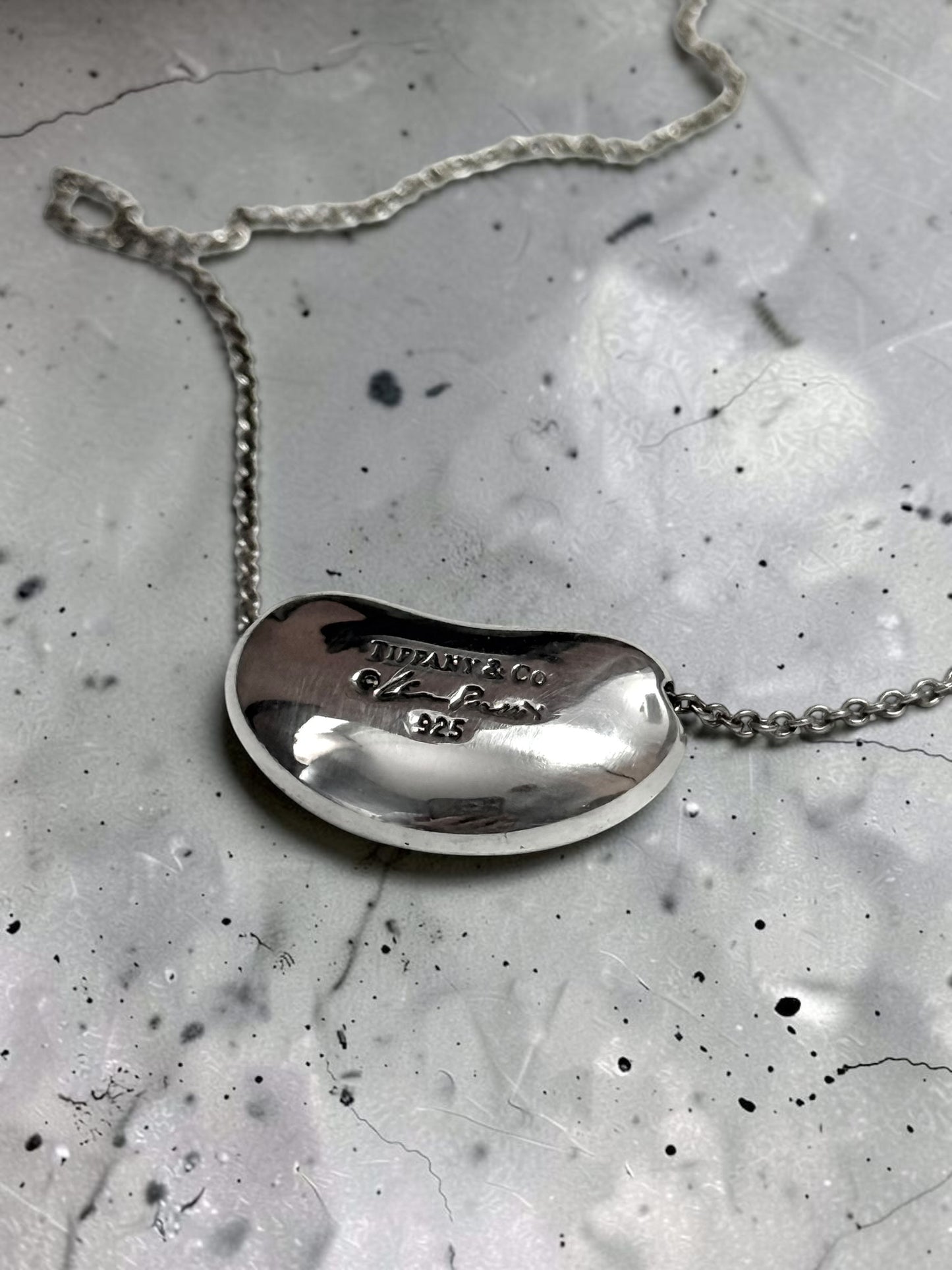 Tiffany & Co Elsa Peretti 19mm Bean Necklace Silver 925 Authentic