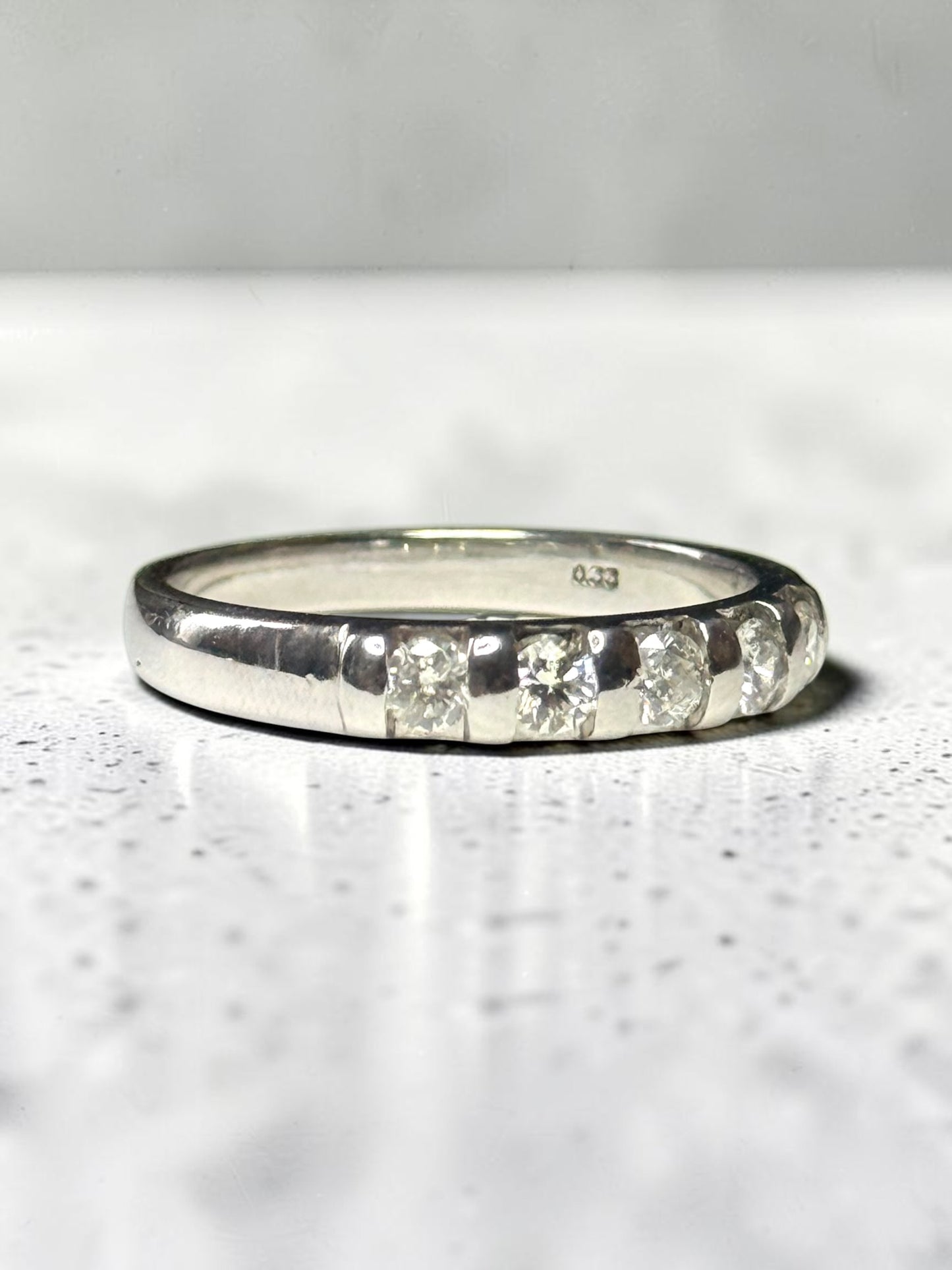 0.33ct Diamond White Gold Channel Set Ring Size M Hallmarked