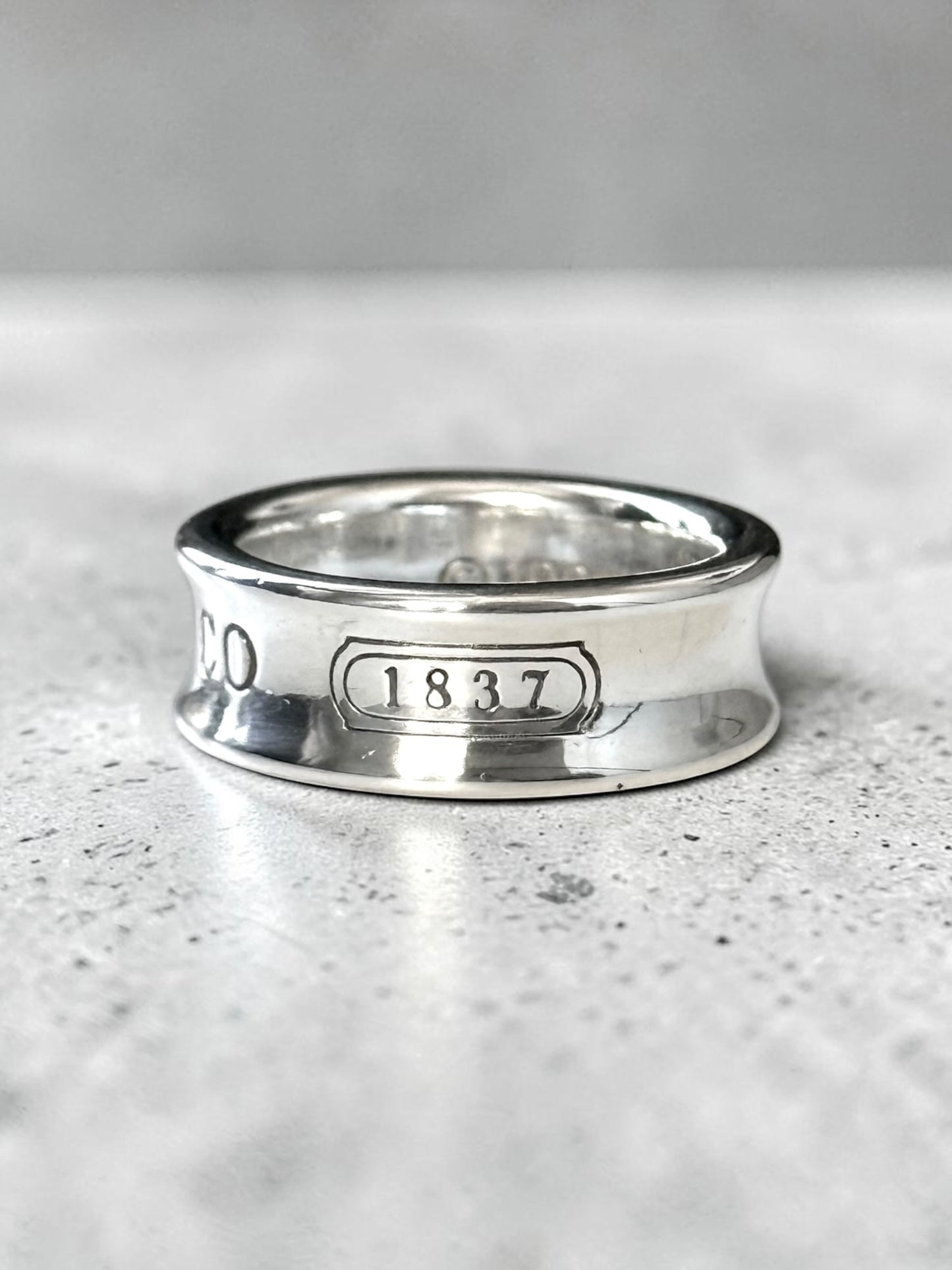 Tiffany & Co Concave Band 1837 Silver 925 Ring Size H 1/2