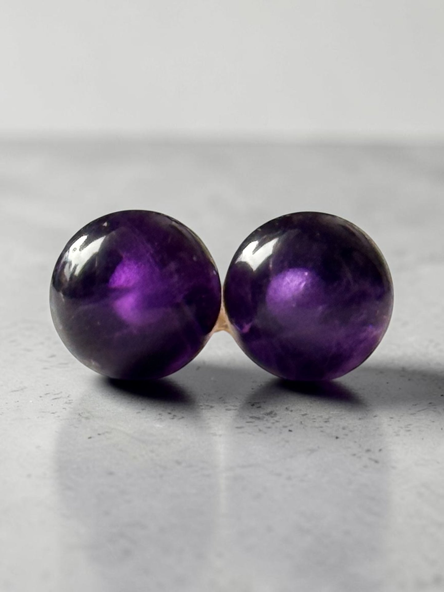 Genuine 6mm Amethyst Globe 9k Gold Earrings