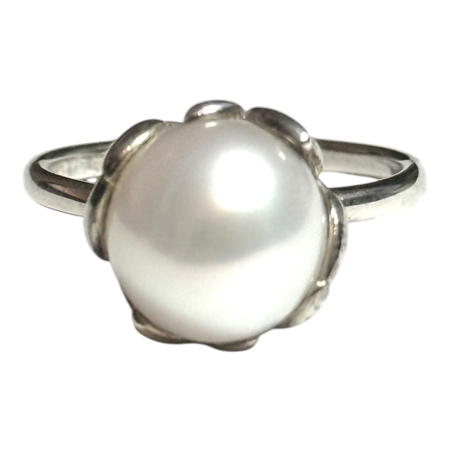 Tiffany & Co Paloma Picasso Olive Leaf Pearl Ring Silver 925