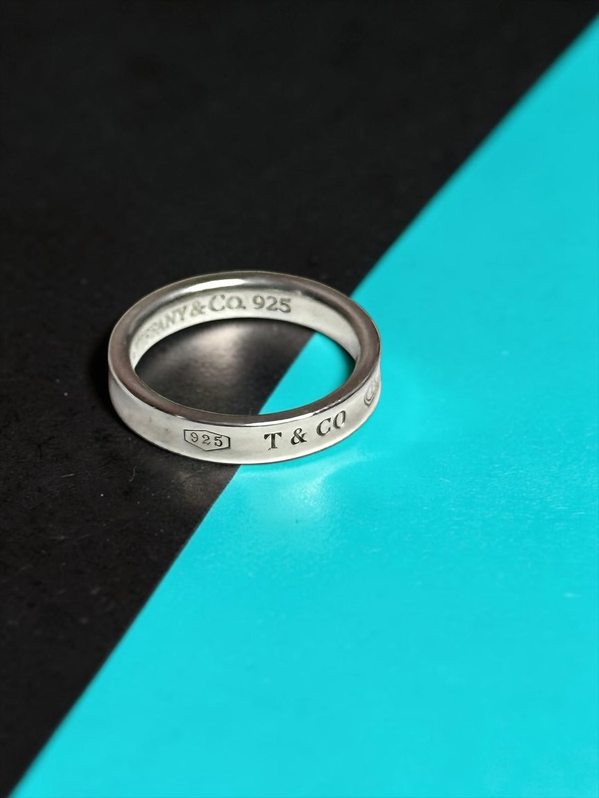 Tiffany & Co Concave Narrow Band 1837 Silver 925 Ring Size N