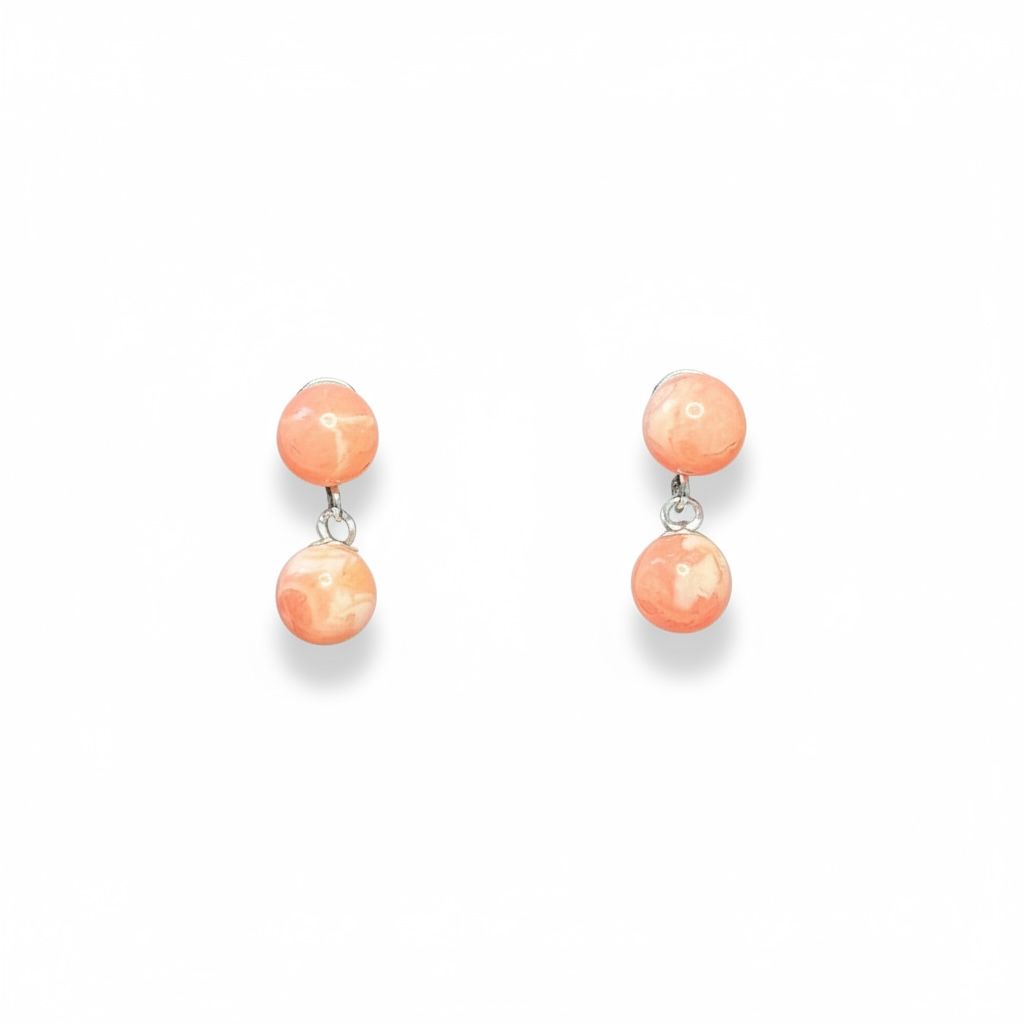 Genuine 5mm Rhodochrosite Drop 925 Silver Earring Studs 2 Carats