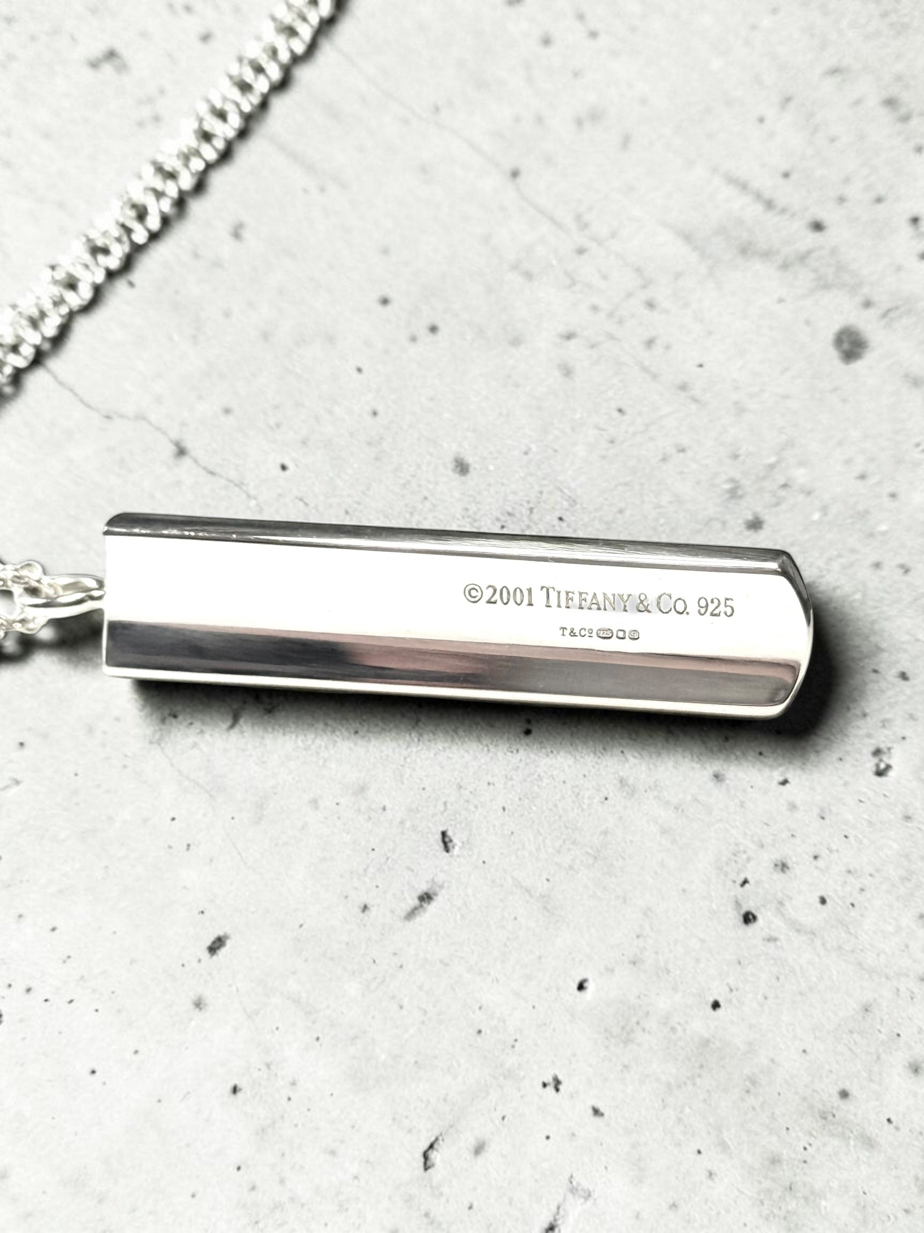 Tiffany & Co 1837 Ingot 925 Silver Pendant & Chain