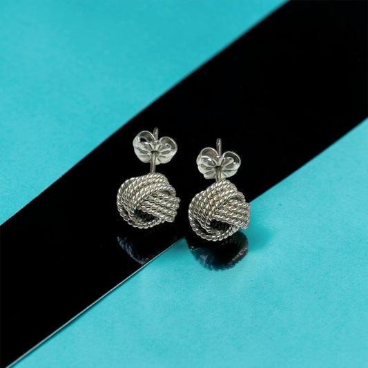 Tiffany & Co Knot Earrings 925 Silver With Original Backs