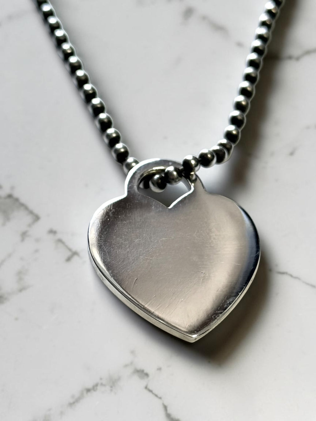 Tiffany & Co Return To Tiffany Heart With 34" Beaded Chain Silver 925