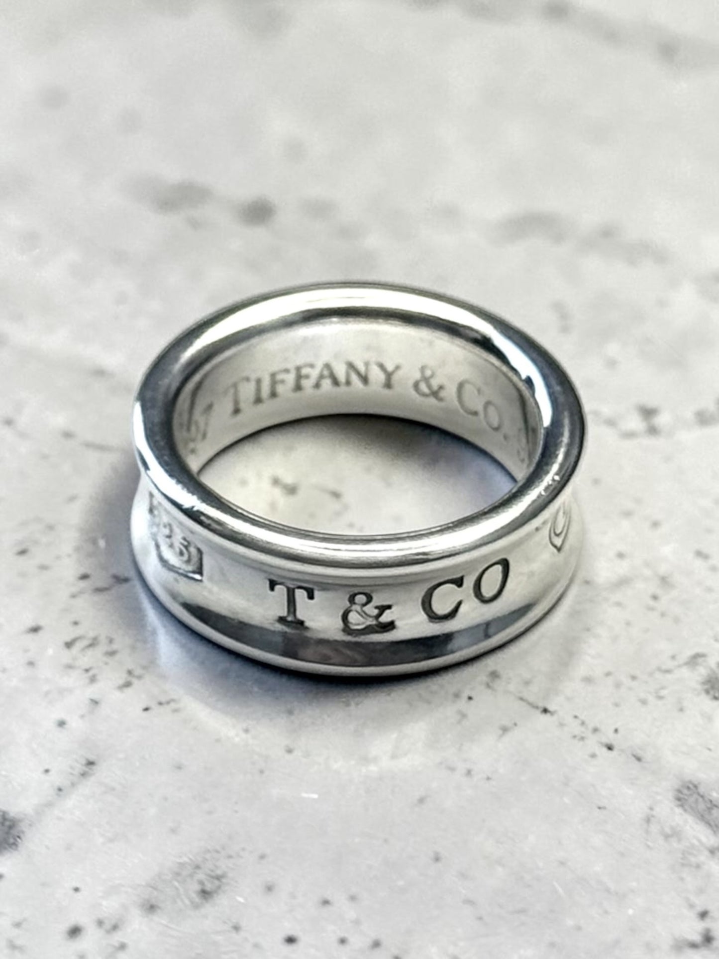 Tiffany & Co Concave Band 1837 Silver 925 Ring Size H 1/2