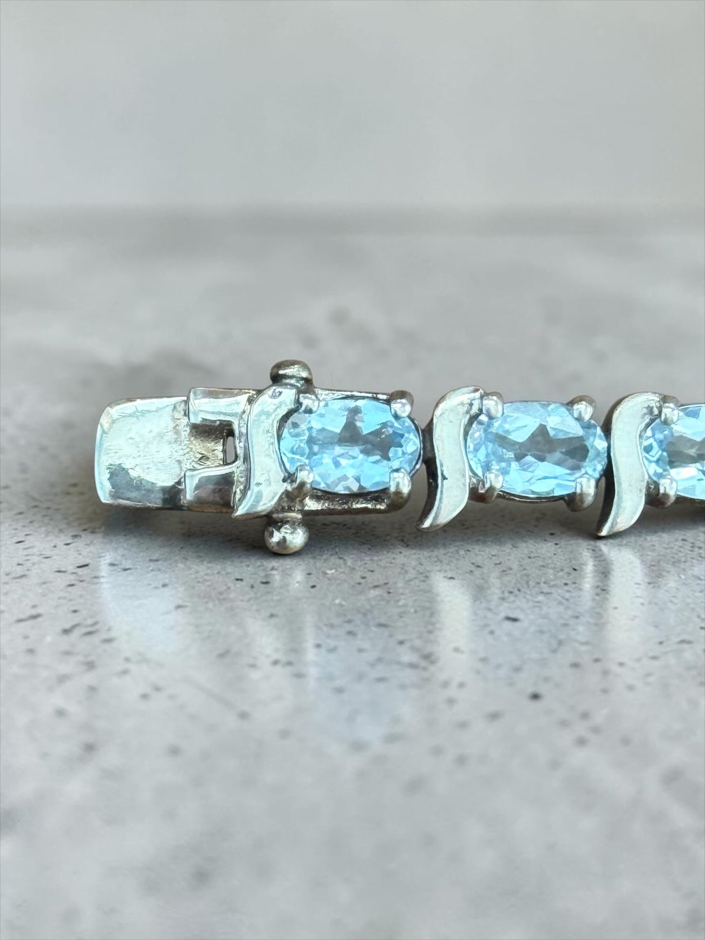 10ct Swiss Topaz 925 Silver Tennis Bracelet Hallmarked