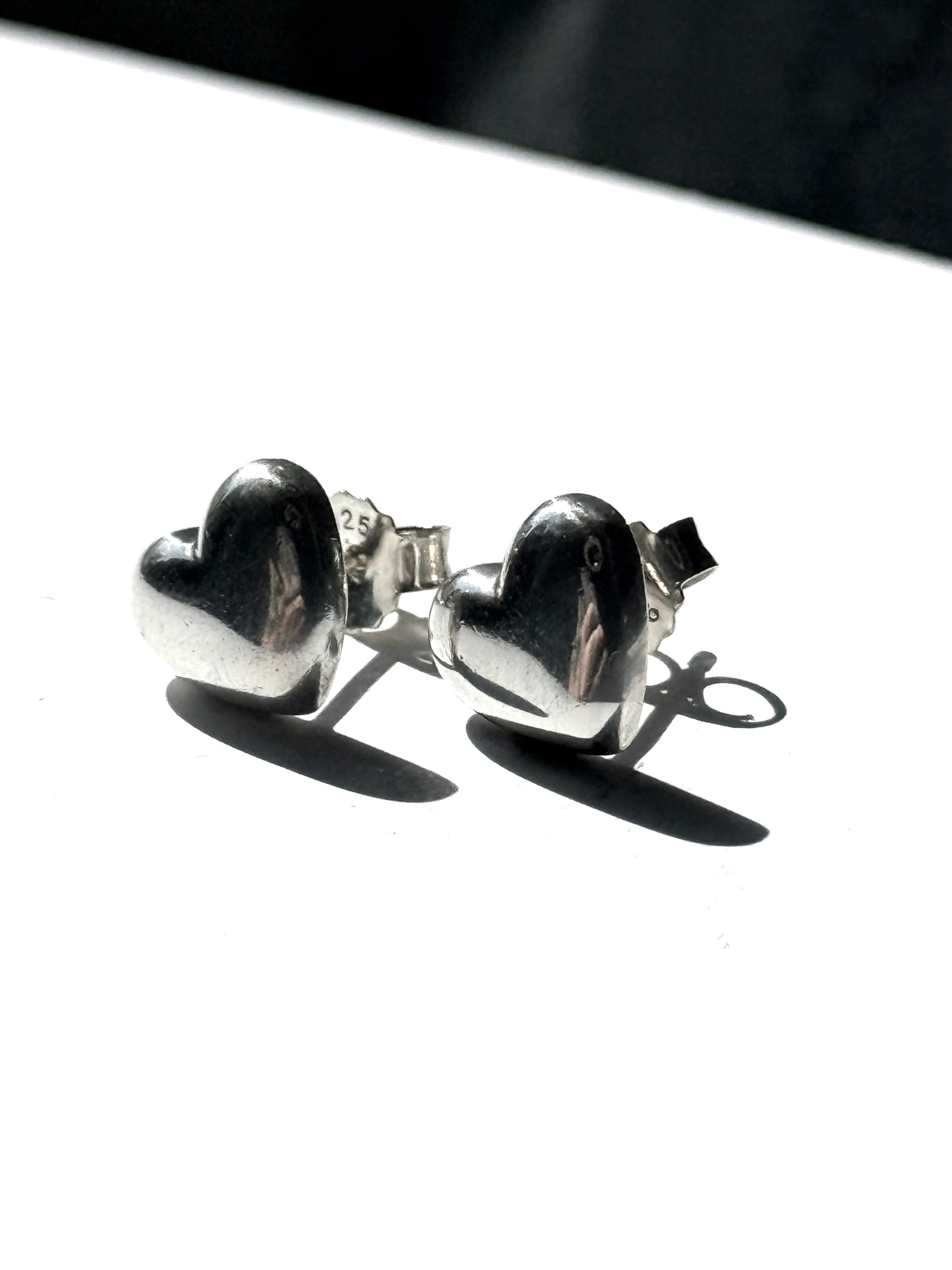 Tiffany & Co. RARE Puffed Heart Sterling Silver Stud Earrings