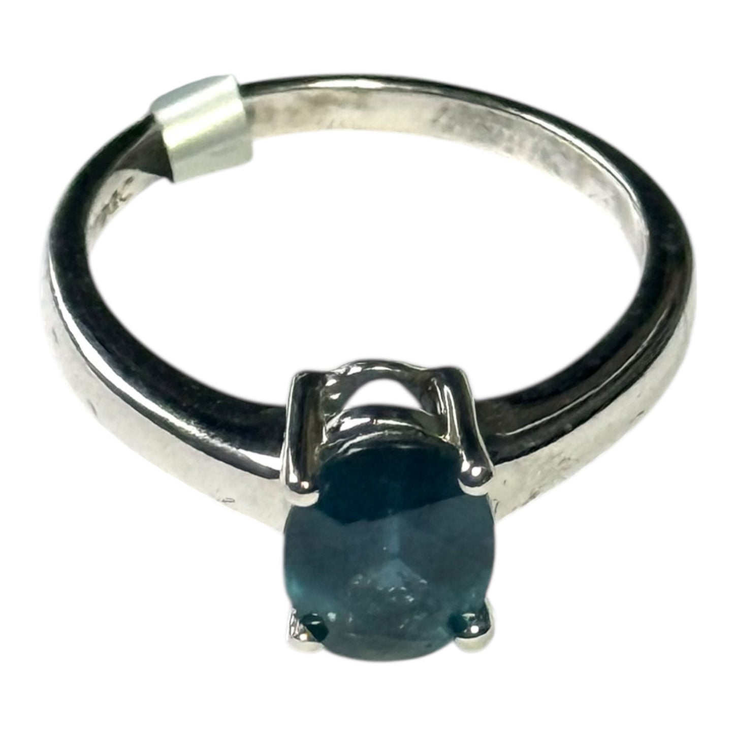 New Blue Topaz Solitaire Silver Ring Size L CSC