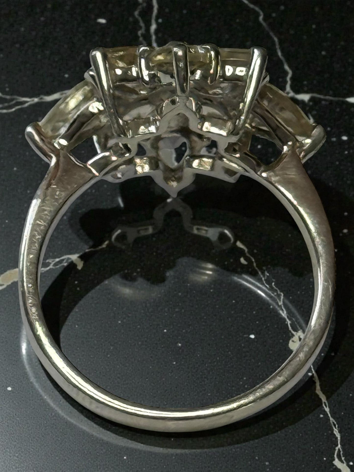Big Bold Cubic Zirconia Floral Design Ring