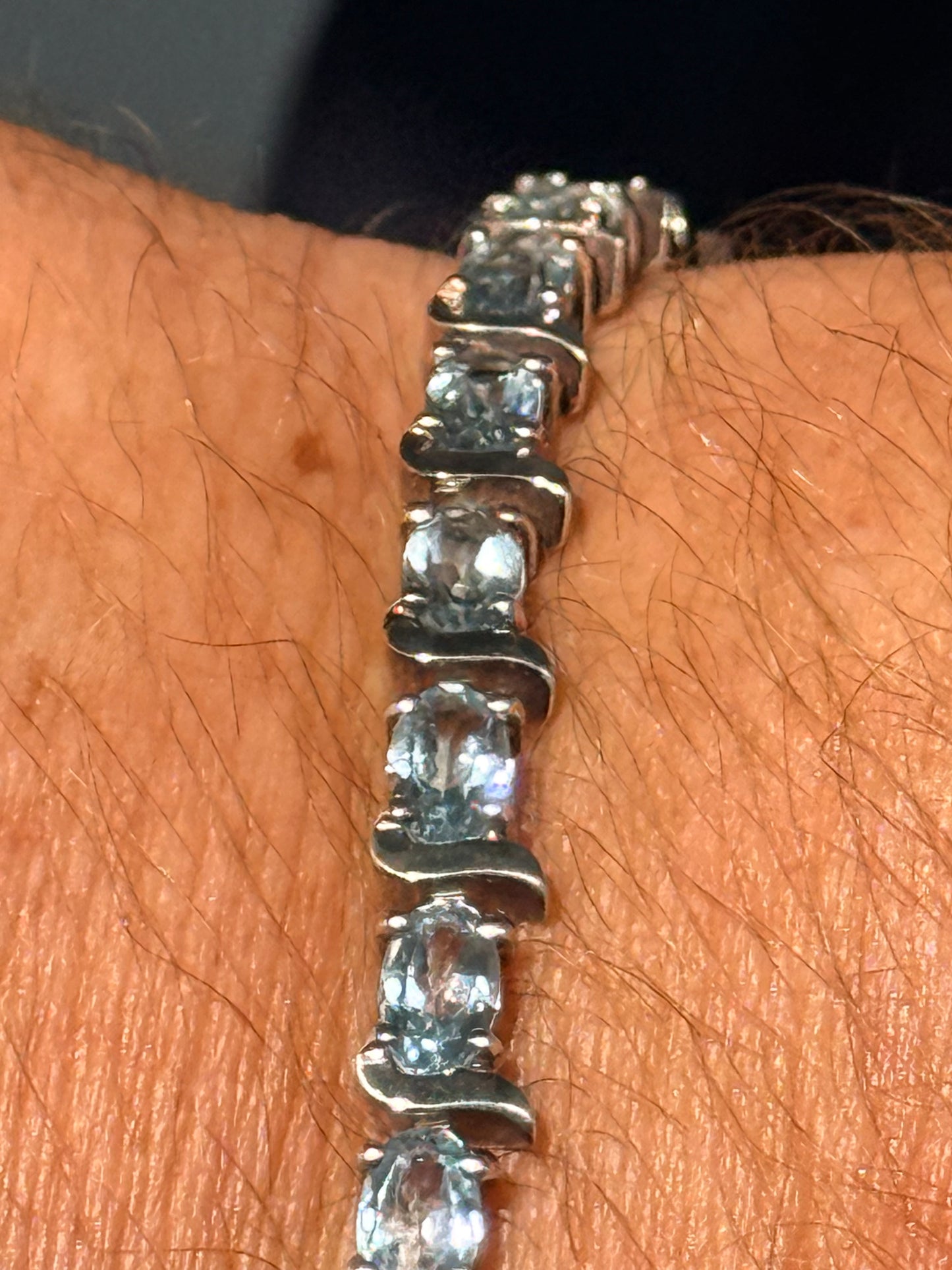 10ct Swiss Topaz 925 Silver Tennis Bracelet Hallmarked