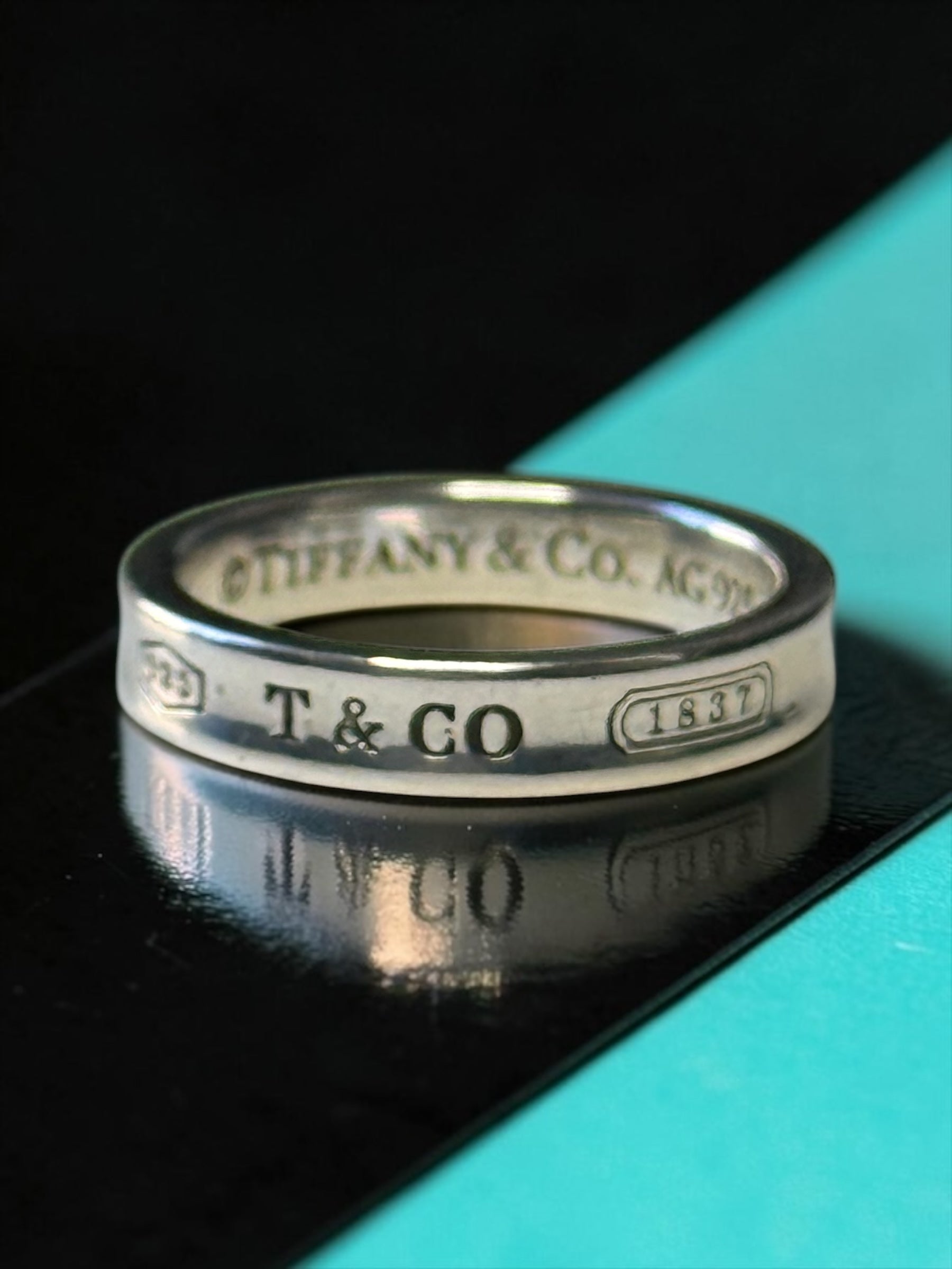 Tiffany & Co Concave Narrow Band 1837 Silver 925 Ring Size L