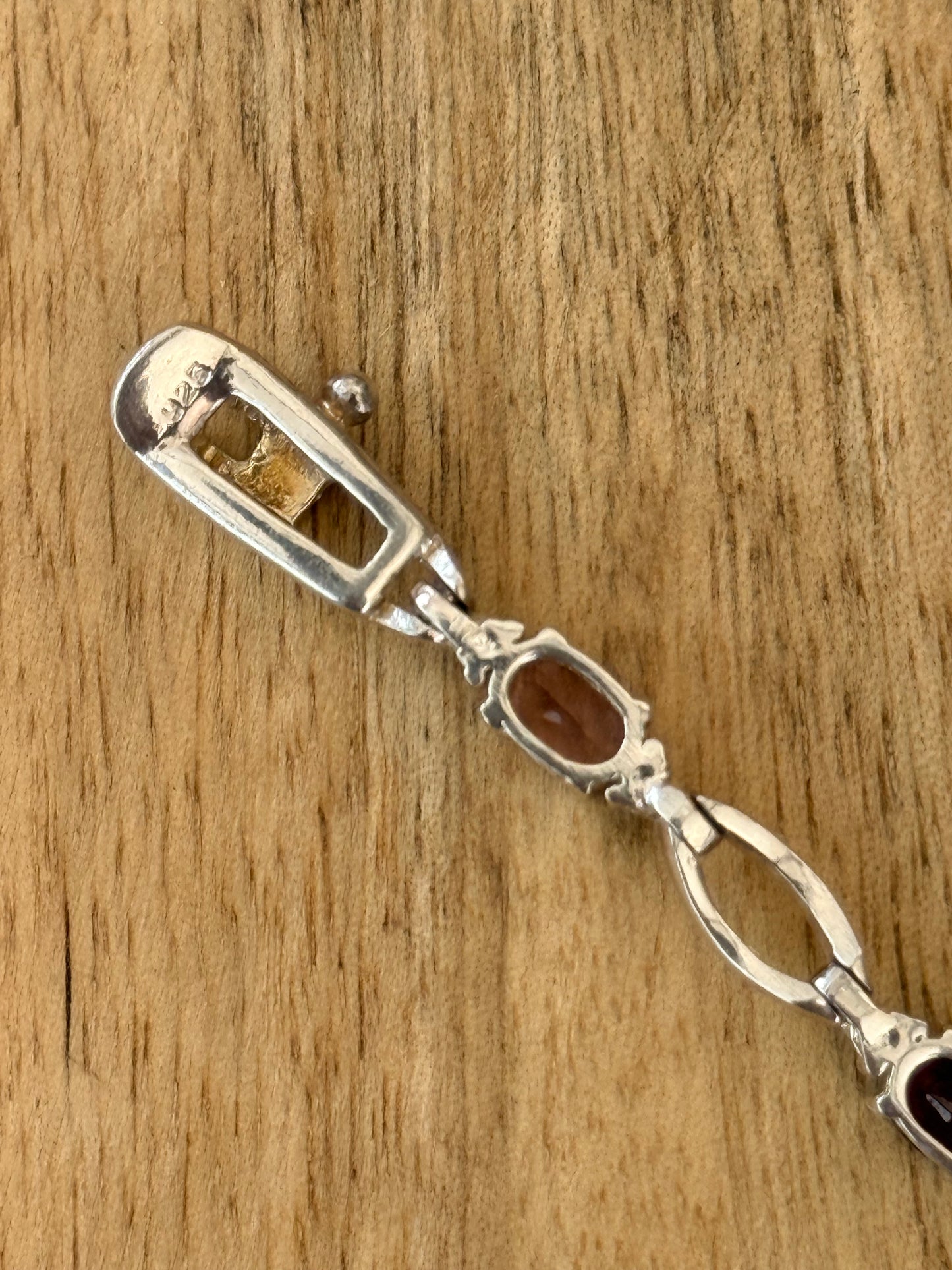 Pretty 925 Silver Multi Gem Citrine, Amethyst etc Bracelet Size 7"