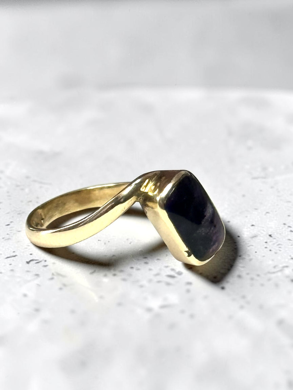 Rare 9ct Gold Blue John Ring 2.1g Size N 1/2 - 2000 Millennium Sheffield