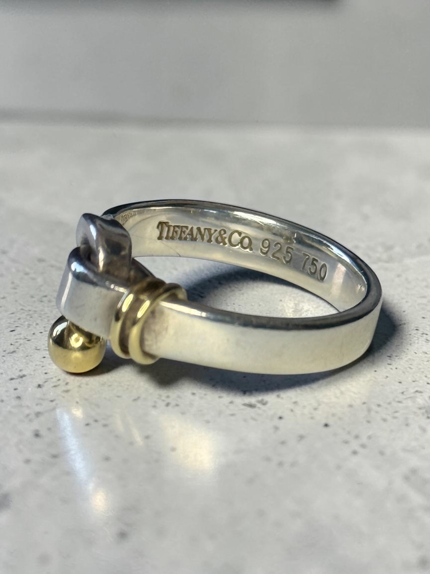 Tiffany & Co 18kt Gold & Silver Hook & Eye Ring
