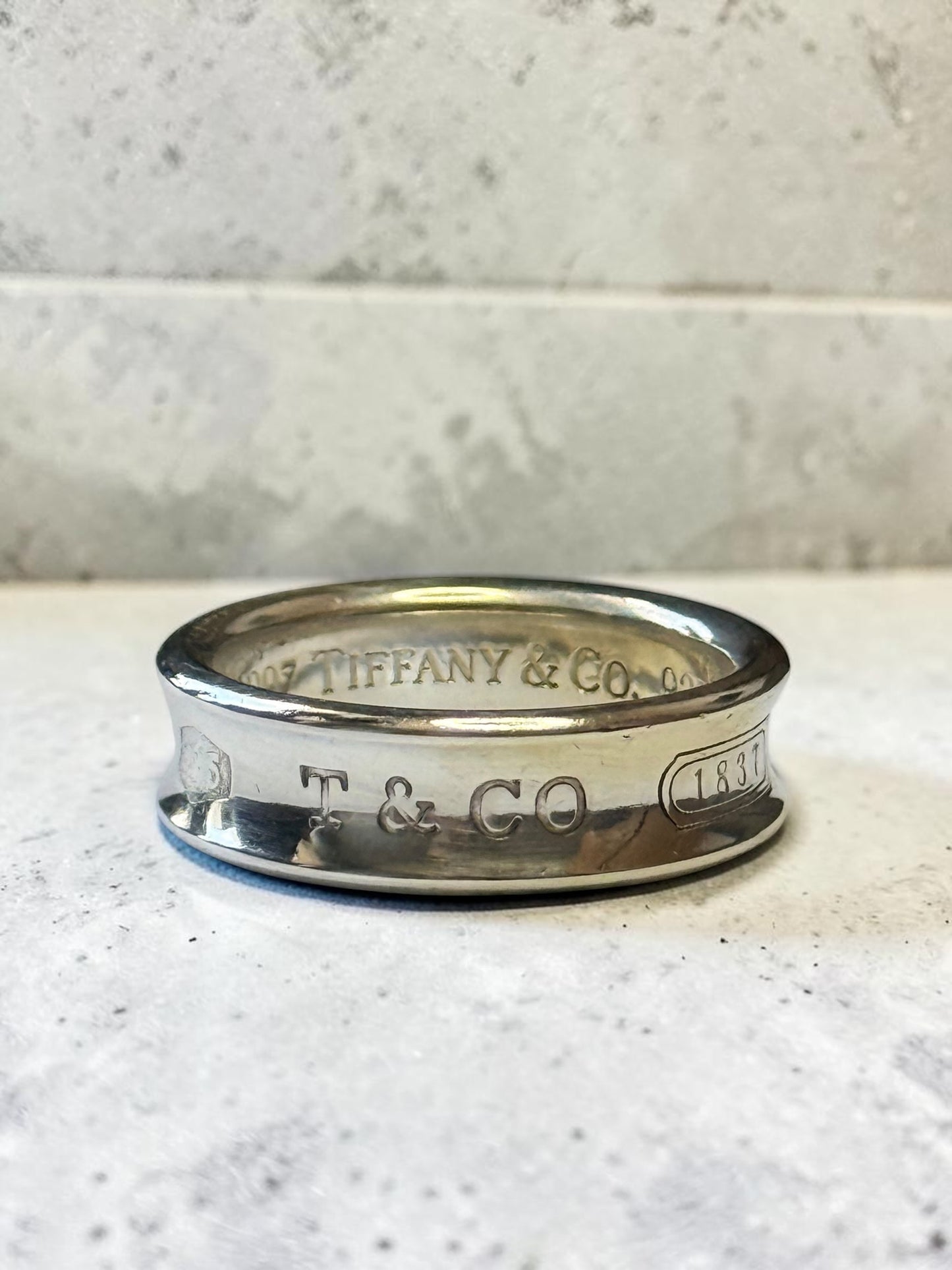 Tiffany & Co Concave Band 1837 Silver 925 Ring Size S 1/2