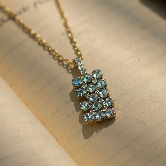 Stunning Aquamarine & Diamond Gold Pendant