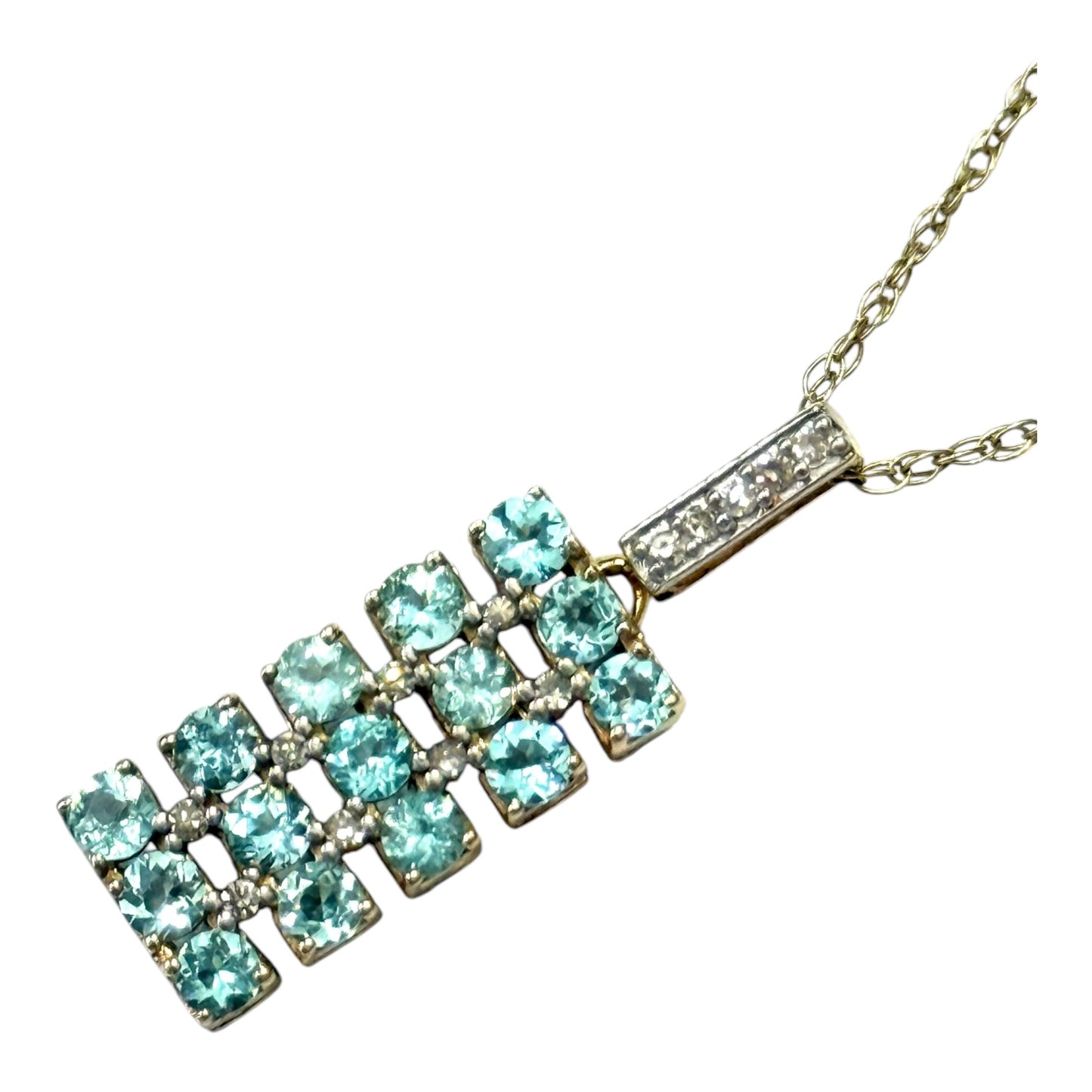 Stunning Aquamarine & Diamond Gold Pendant