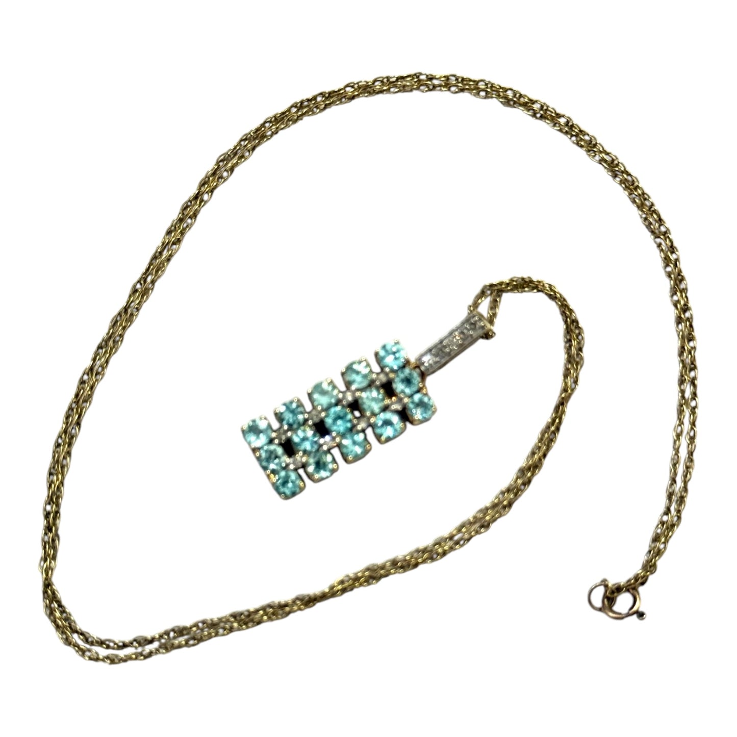 Stunning Aquamarine & Diamond Gold Pendant