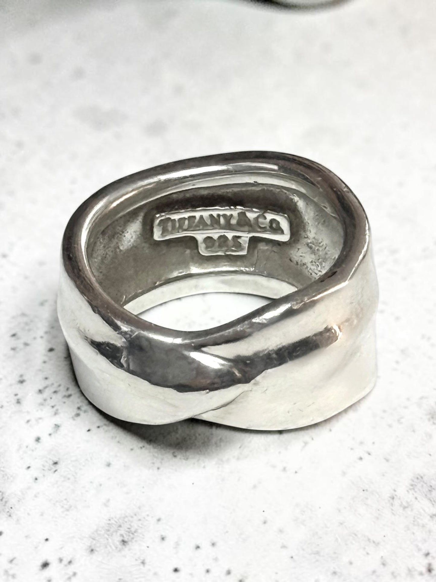 Vintage Tiffany & Co Silver Nature Leaf Ring Size I - 4.5