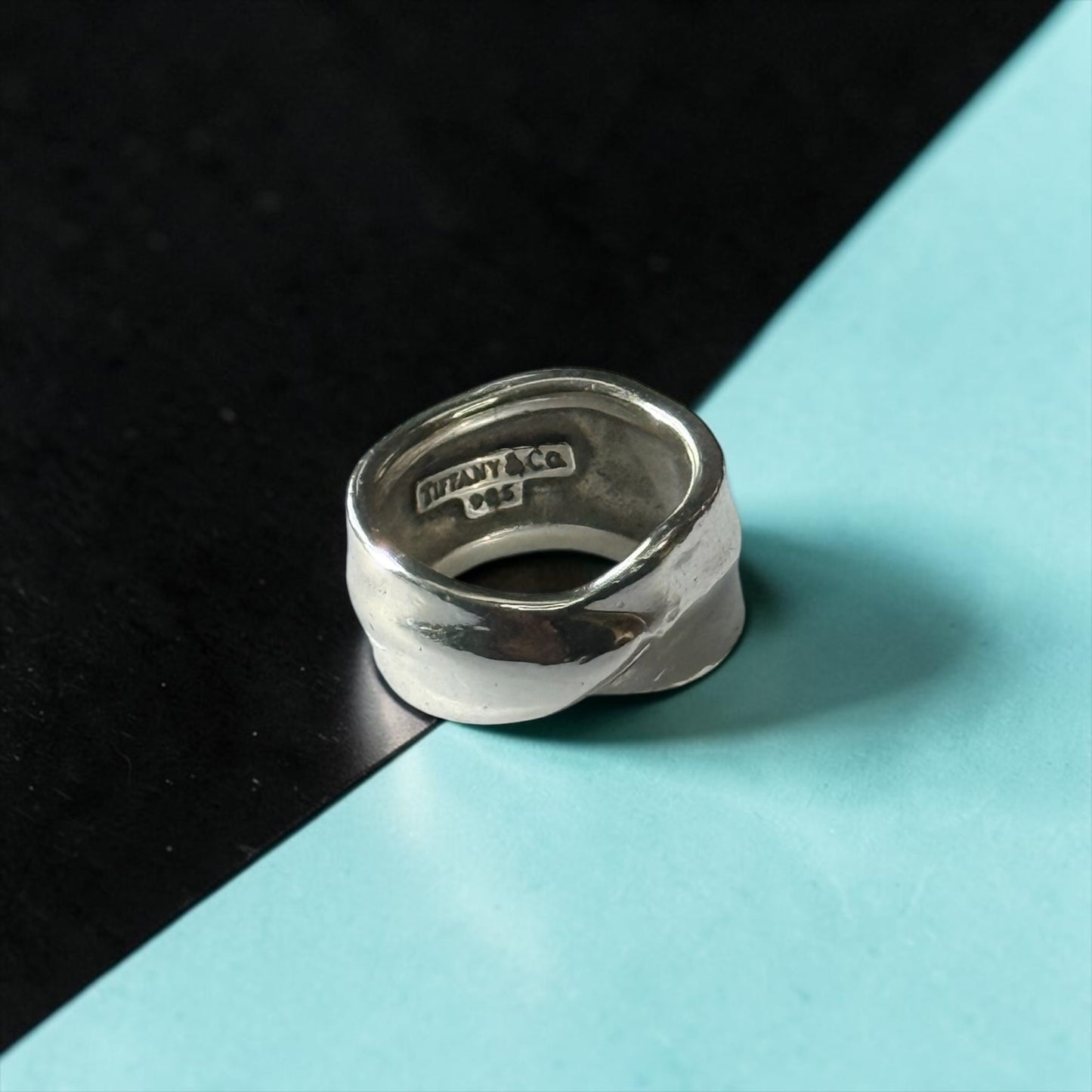 Vintage Tiffany & Co Silver Nature Leaf Ring Size I - 4.5