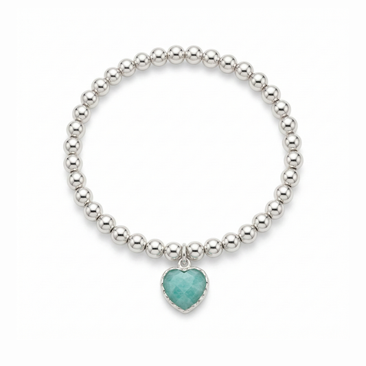 Amazonite Heart Charm Bracelet