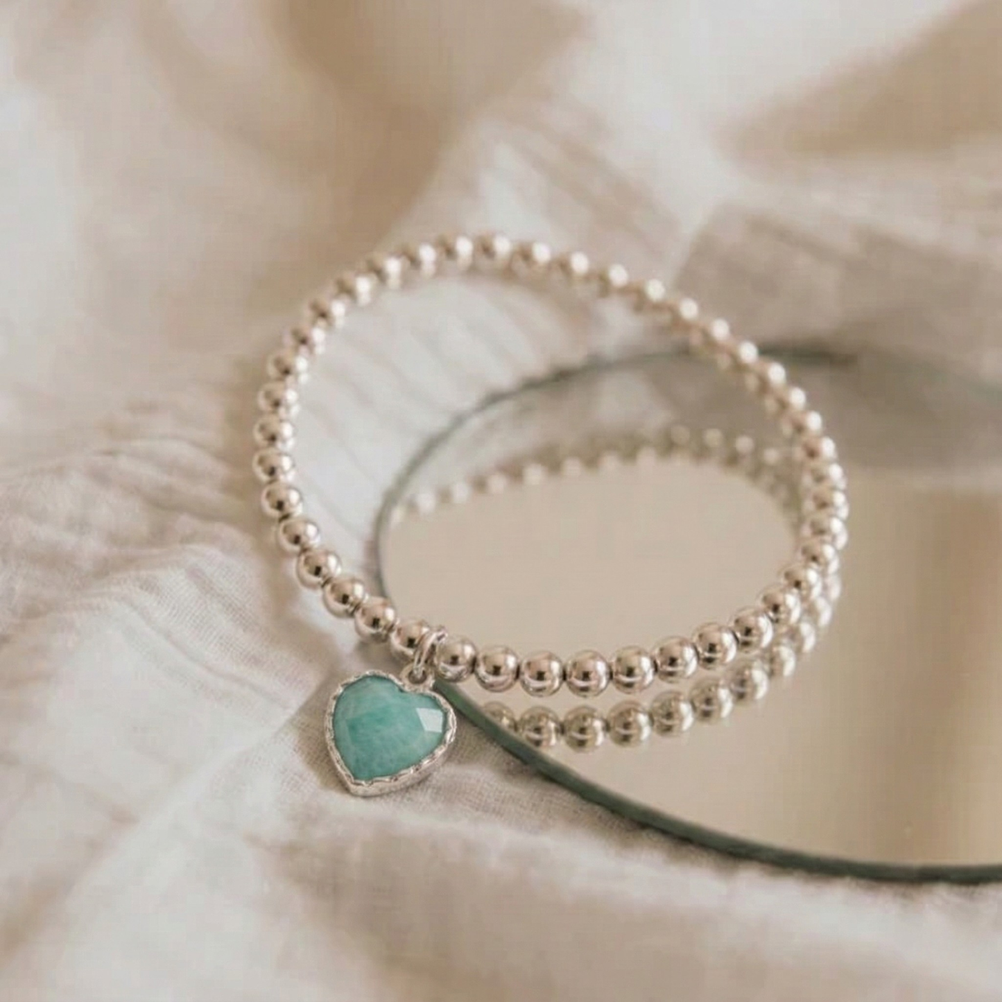 Amazonite Heart Charm Bracelet