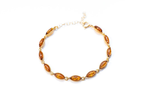 Dainty Amber and Gold Plated Silver Bracelet