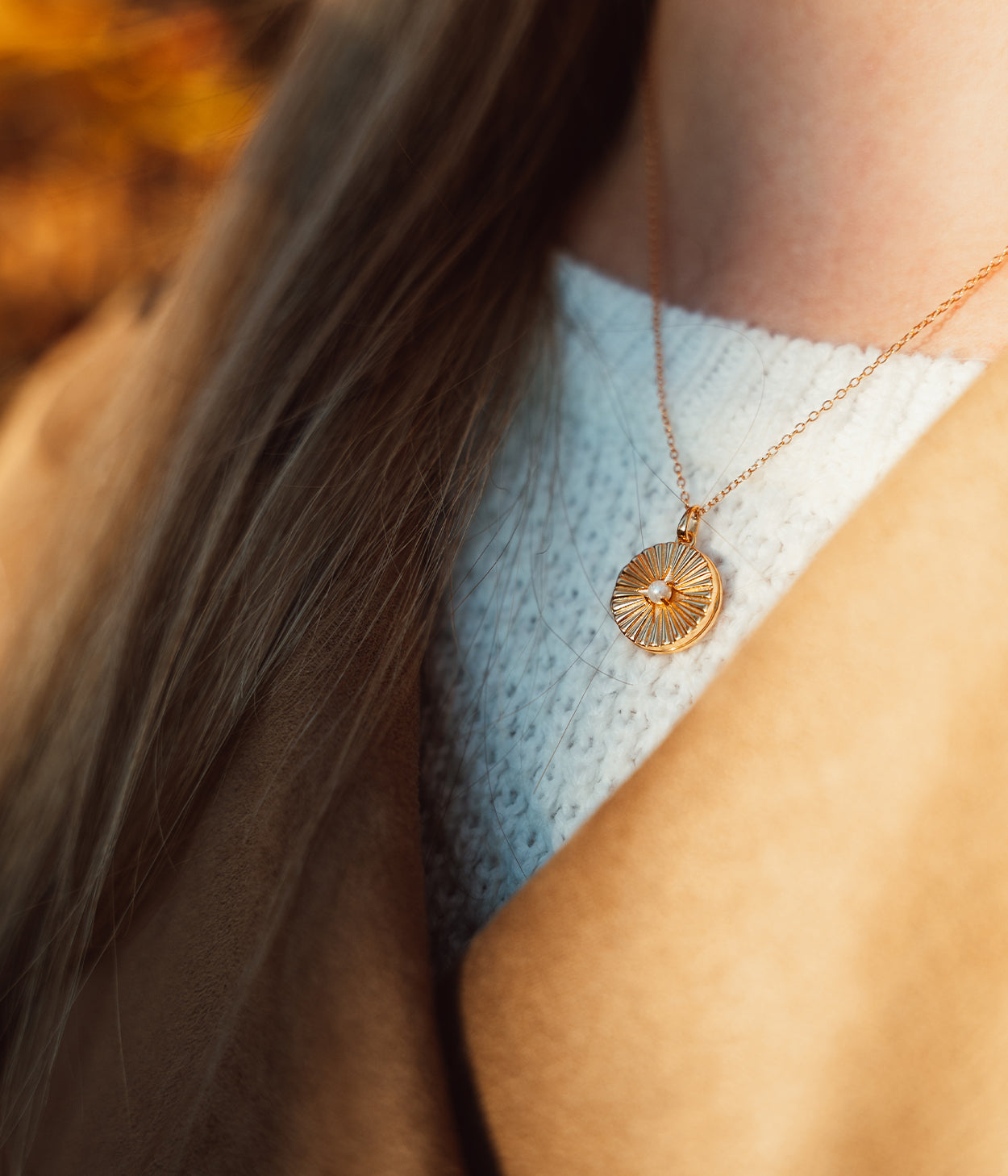 Sun Shell Pearl Locket Necklace