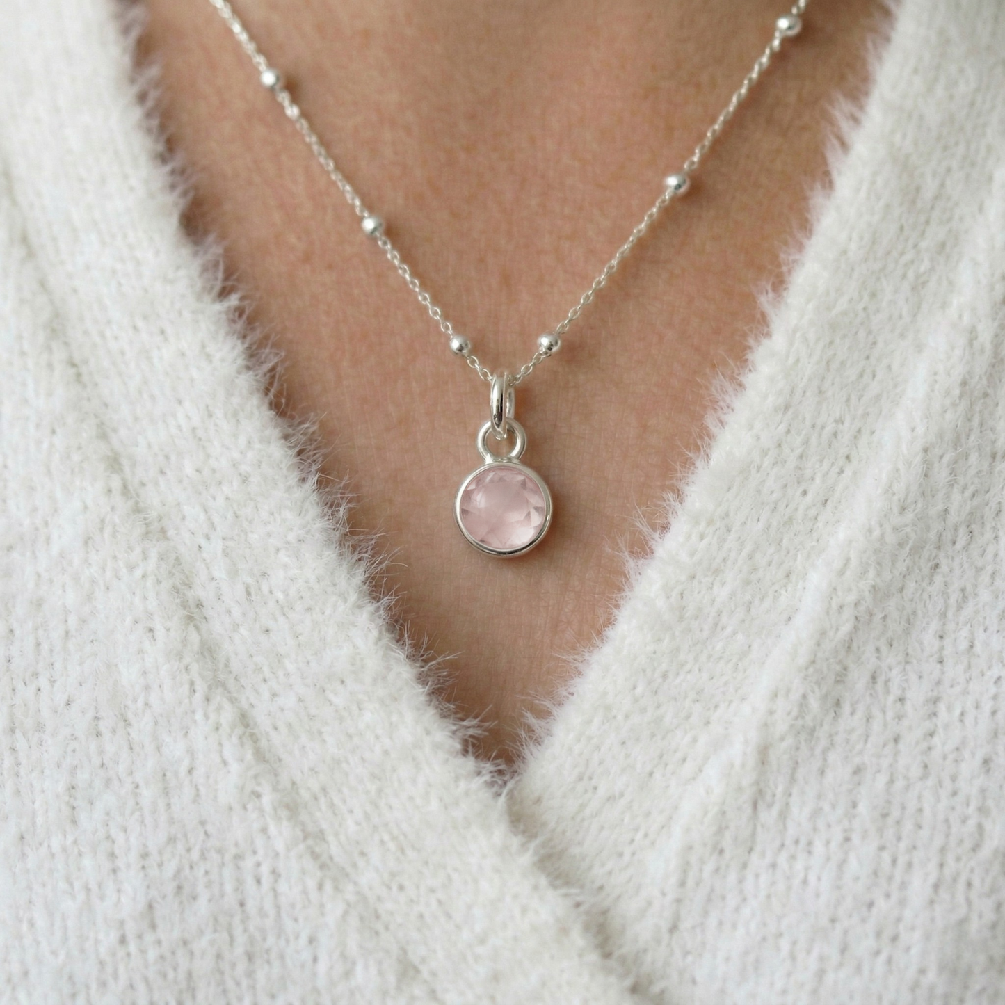 Rose Quartz Birthstone Necklace