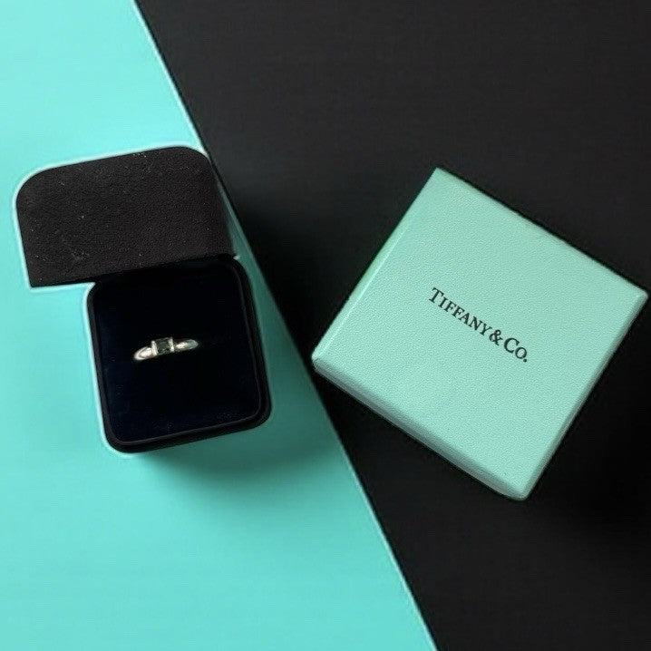 Rare Aquamarine Solitaire Authentic Tiffany & Co 925 Ring