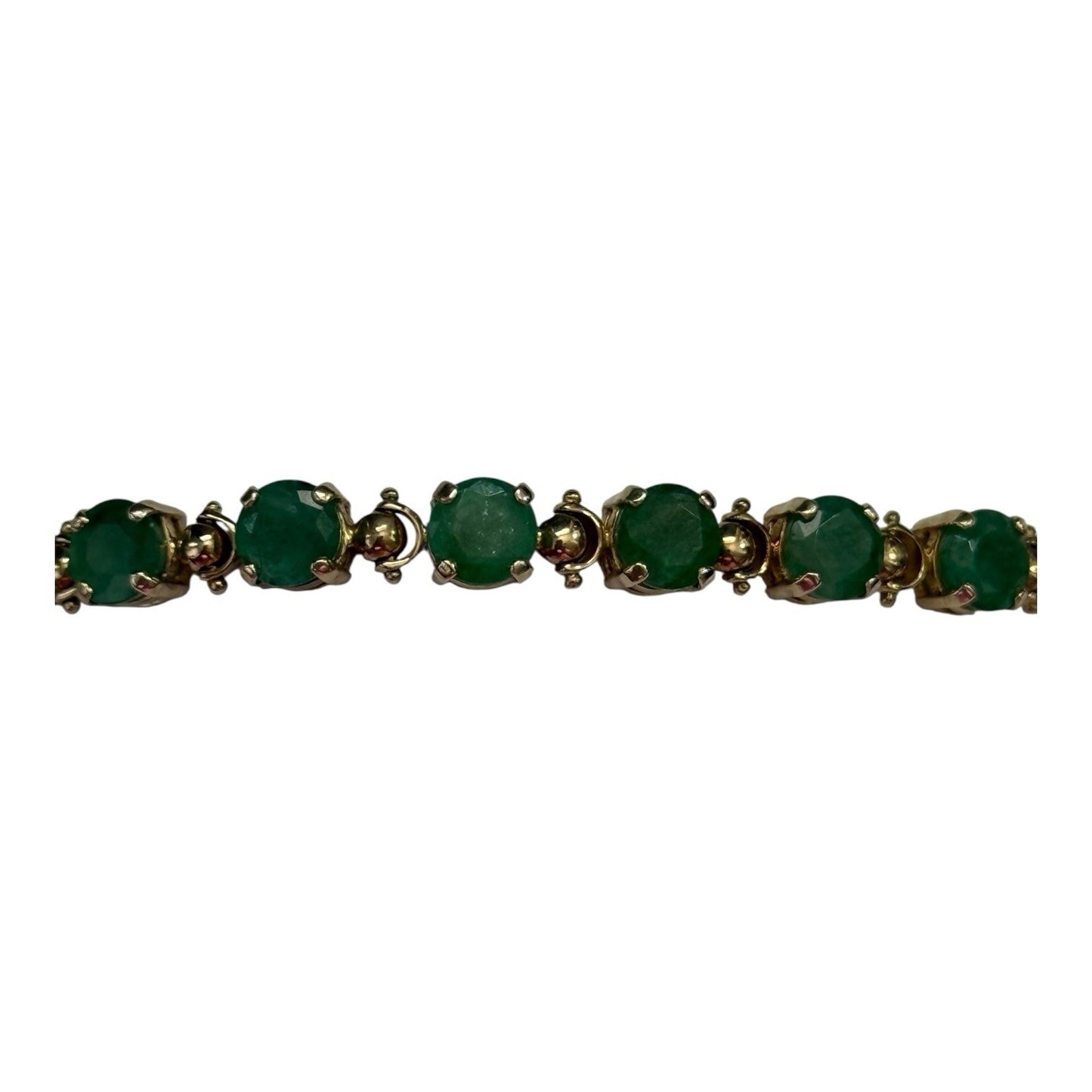 Vintage 9.66 Ct 21 Round Emerald 10k Gold Tennis Bracelet