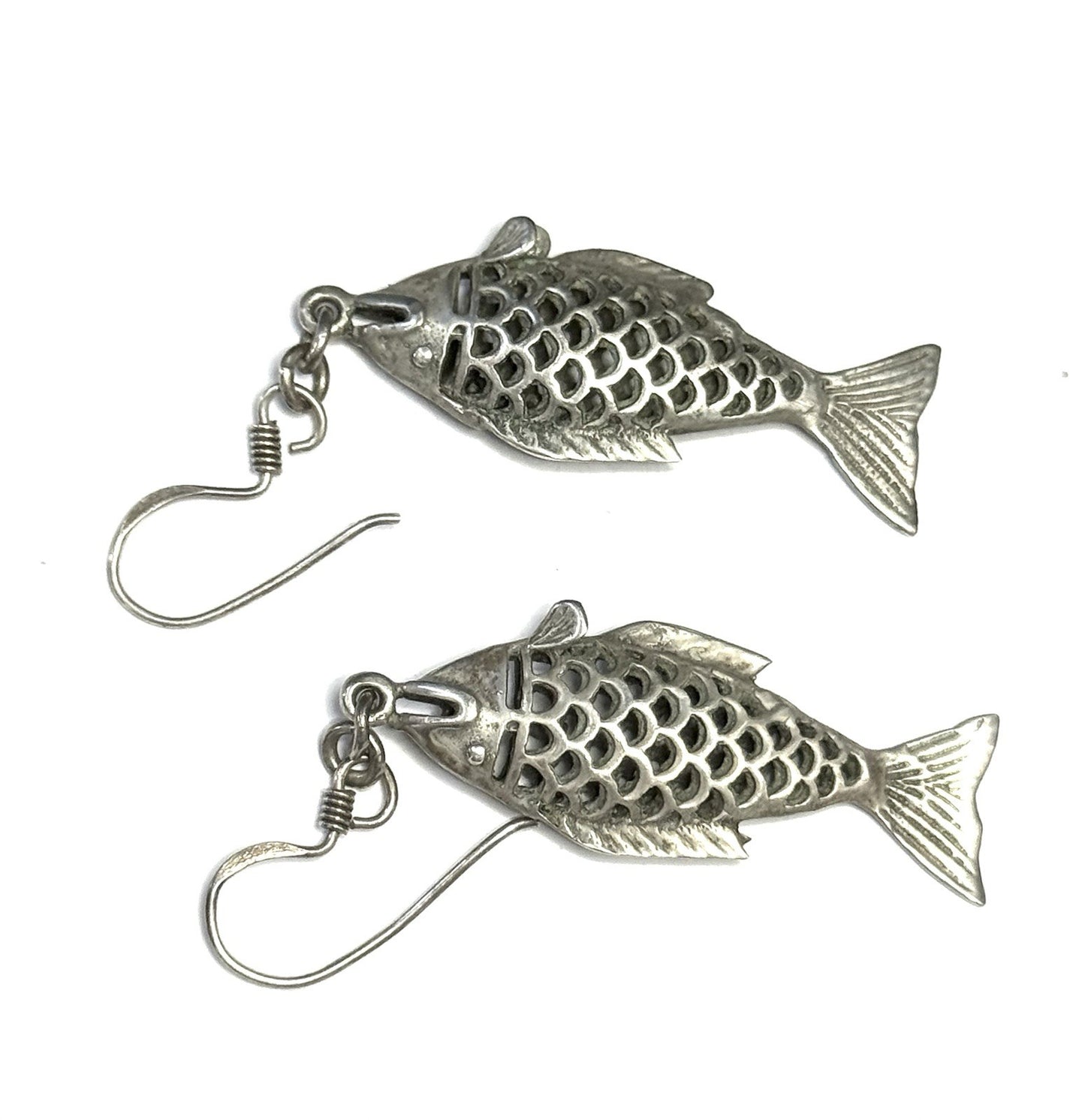 Fabulous Unique Fish Earrings Silver 925