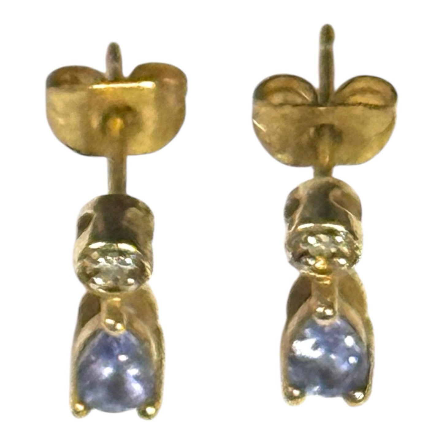 Tanzanite & Diamond Gold Stud Earrings