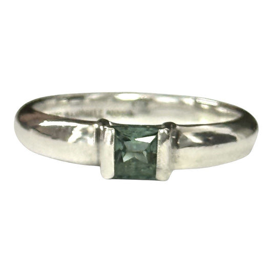 Rare Aquamarine Solitaire Authentic Tiffany & Co 925 Ring
