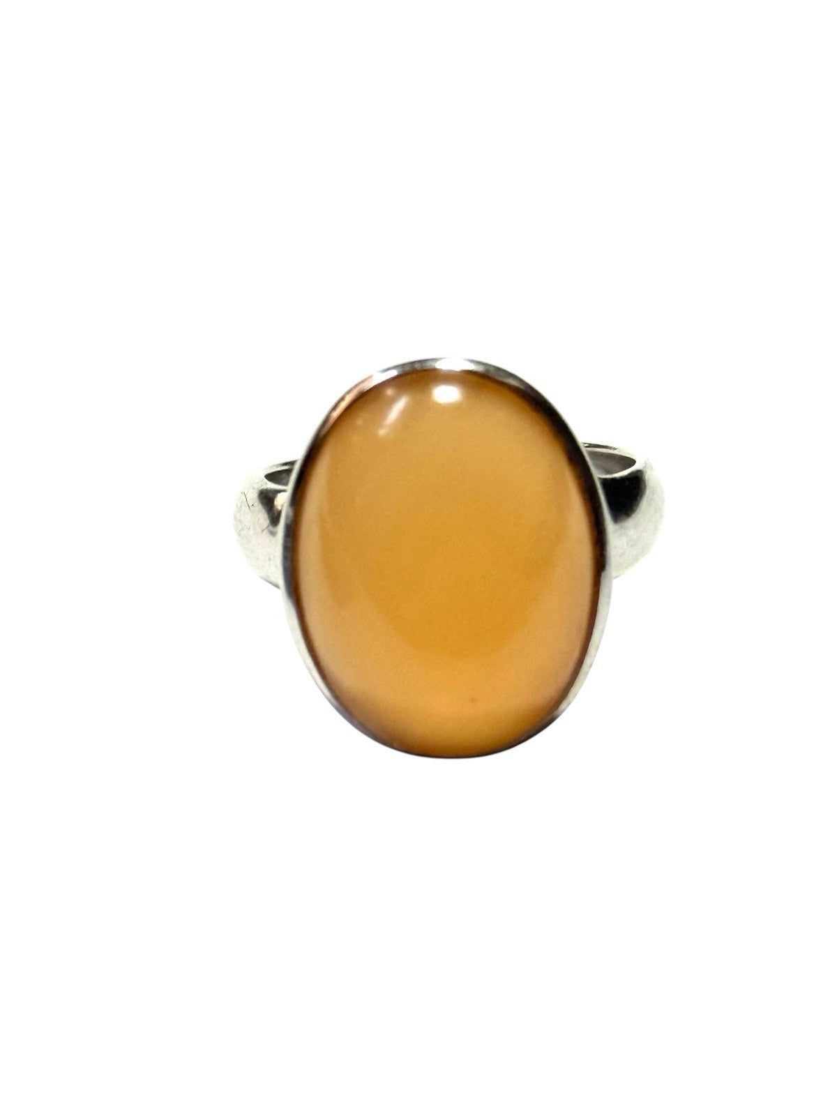 Pretty Peach Moonstone Silver Ring Size T