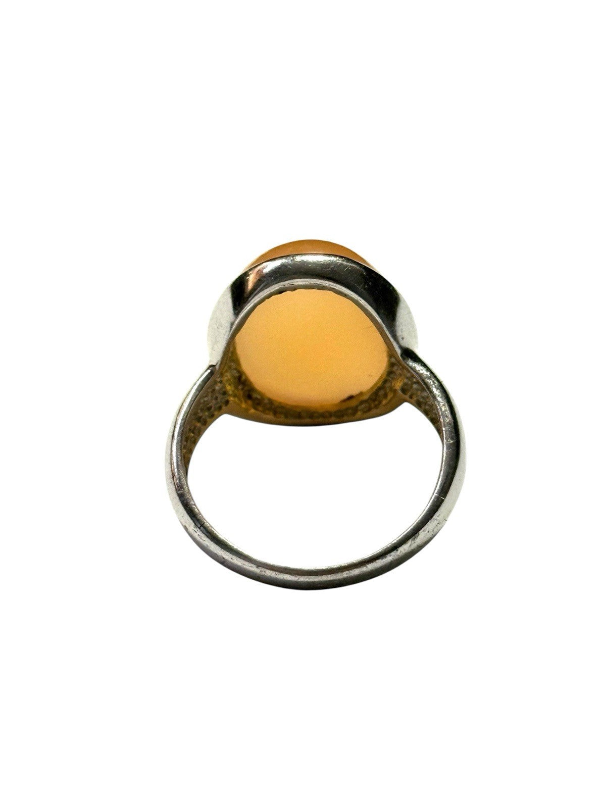 Pretty Peach Moonstone Silver Ring Size T