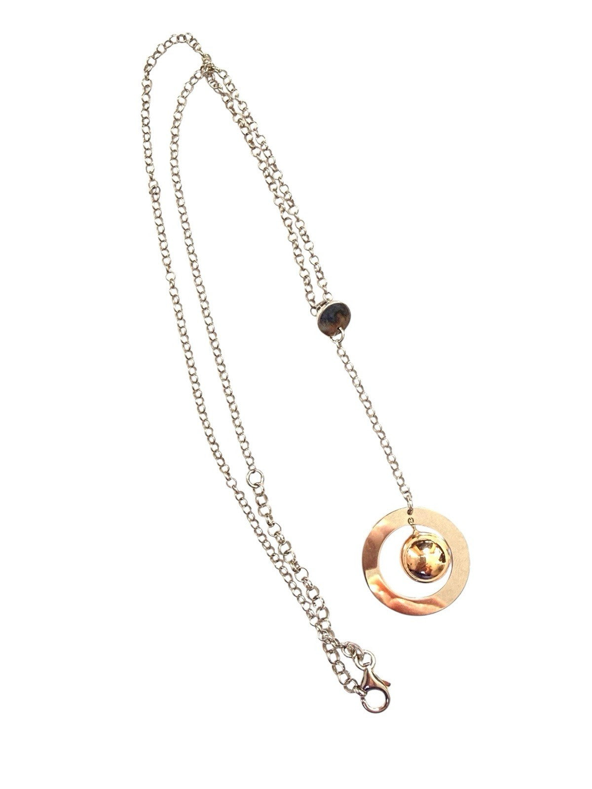 Sterling Silver Lariat Style Drop Pendant Necklace