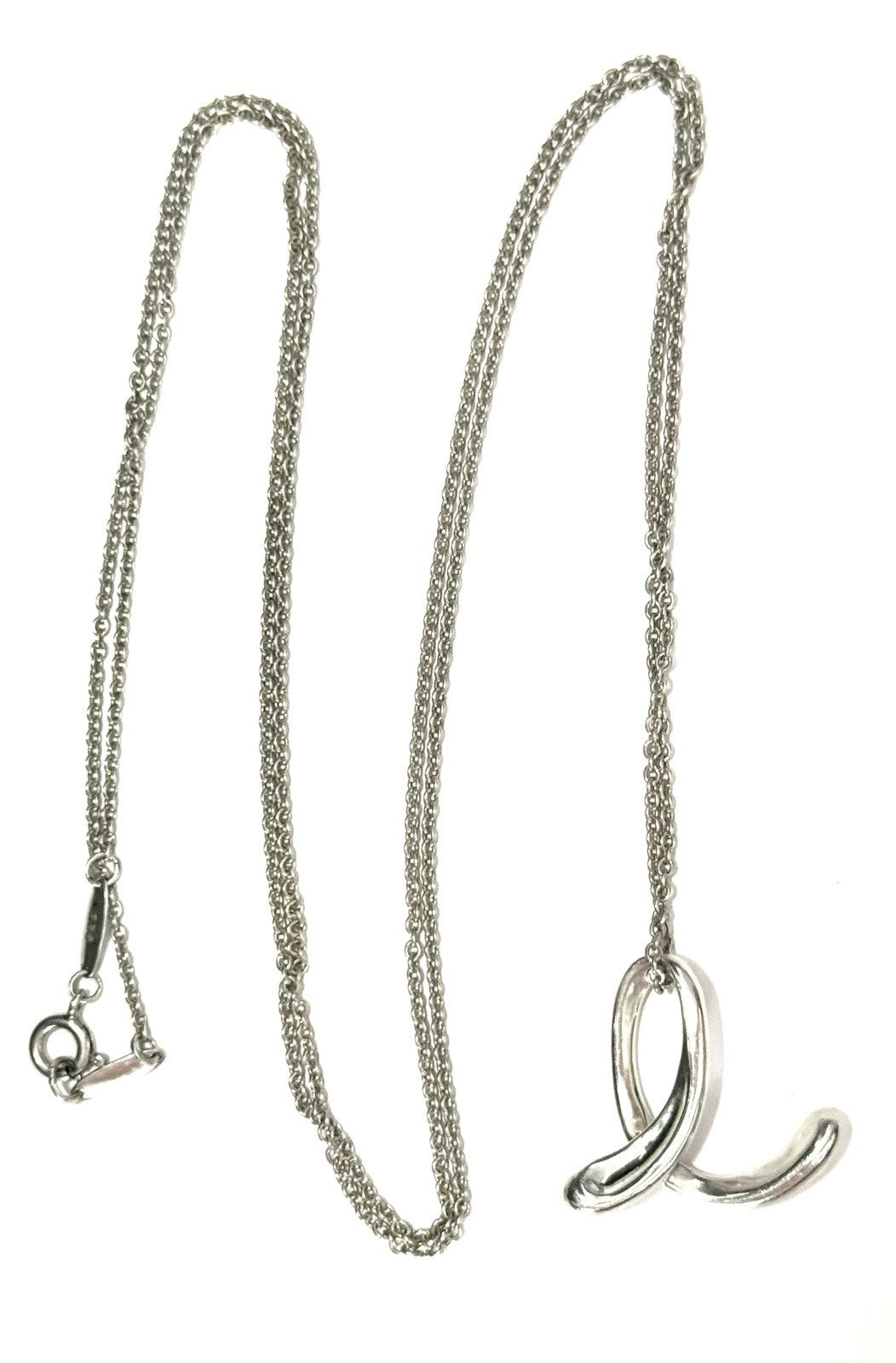 Tiffany & Co. Initial Letter 'e' Necklace 30" Elsa Peretti Silver 925