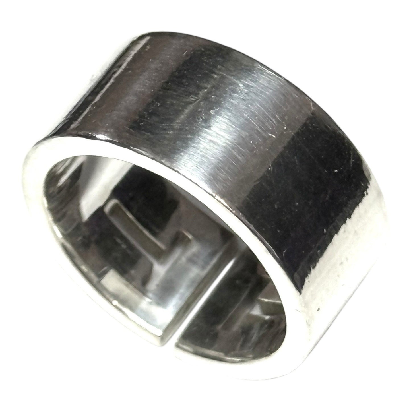 Tiffany & Co Sterling Silver T Cutout Wide Band Ring. Size P Retired