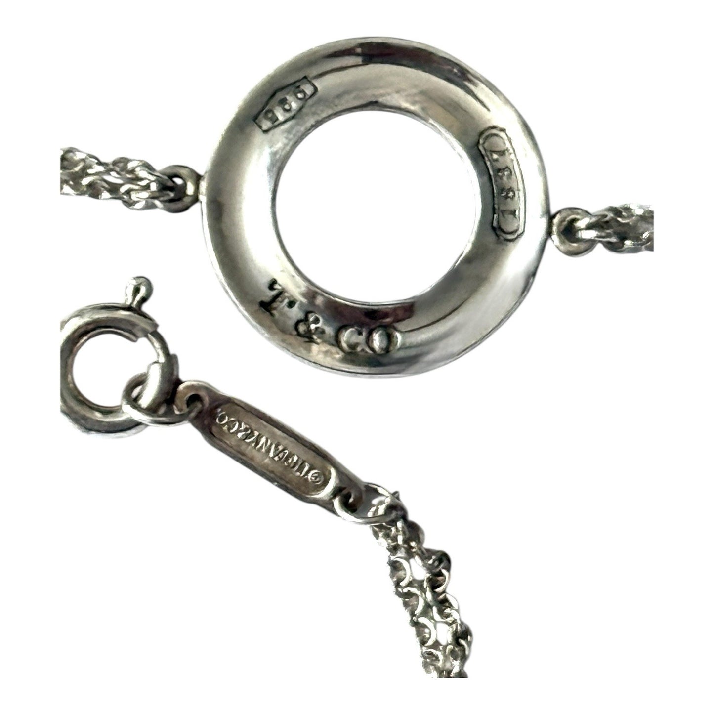 Tiffany & Co 1837 Open Circle Disc Bracelet 7" Double Chain