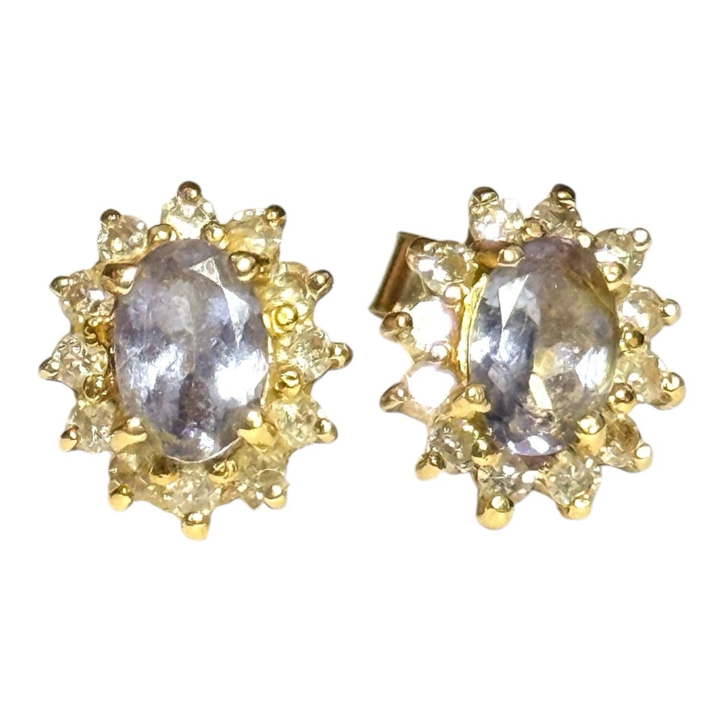 Stunning Tanzanite & Diamond Halo 18ct Gold Earrings