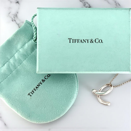 Tiffany & Co. Initial Letter 'e' Necklace 30" Elsa Peretti Silver 925