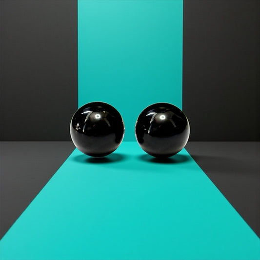 Rare Tiffany & Co Authentic Black Onyx Globe Earrings Silver 925